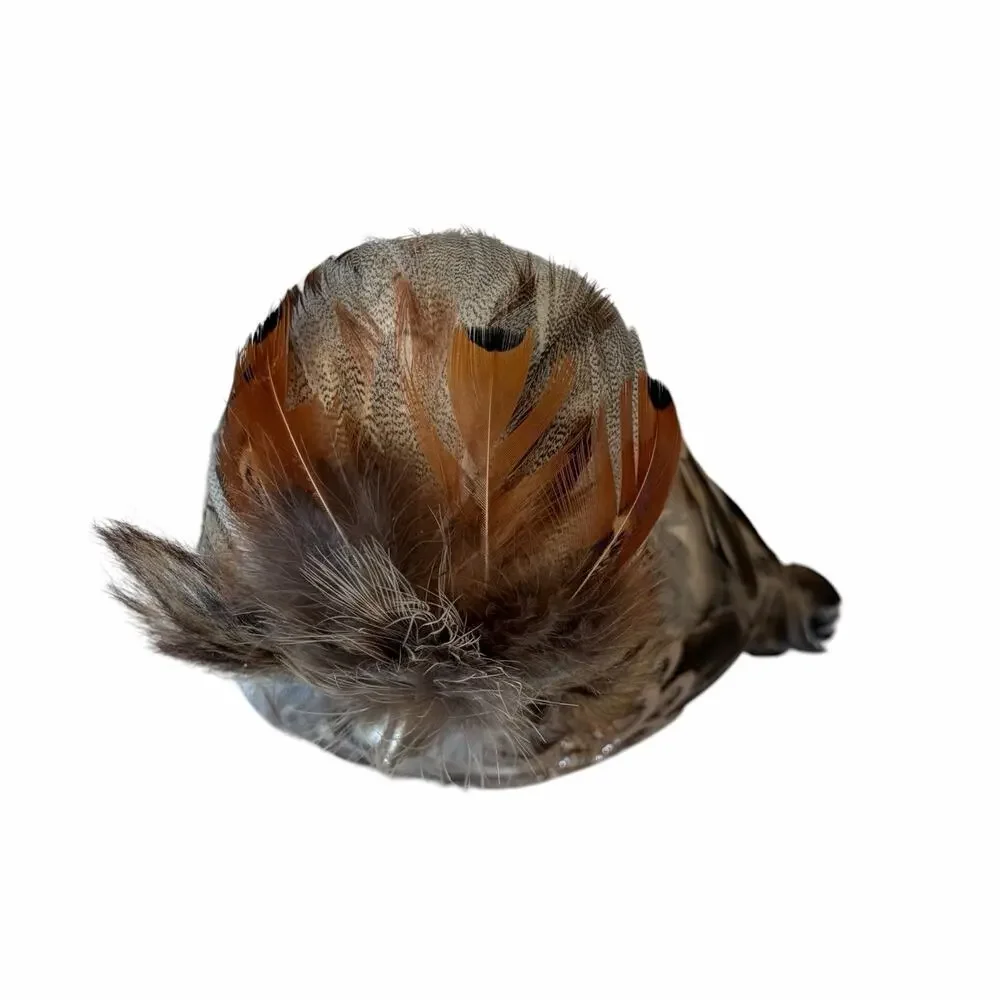 Set of 2 Feathered Owl Figurines 9.5in Chic Fall Decor by Mrs. Alice NEW